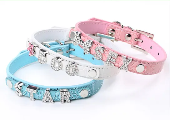 20PCS lot 5Colors PU Leather Crocodile Skin Pet Cat Dog Collar With Slide Bar Fit for 10mm diy slide letter & slide charm330n