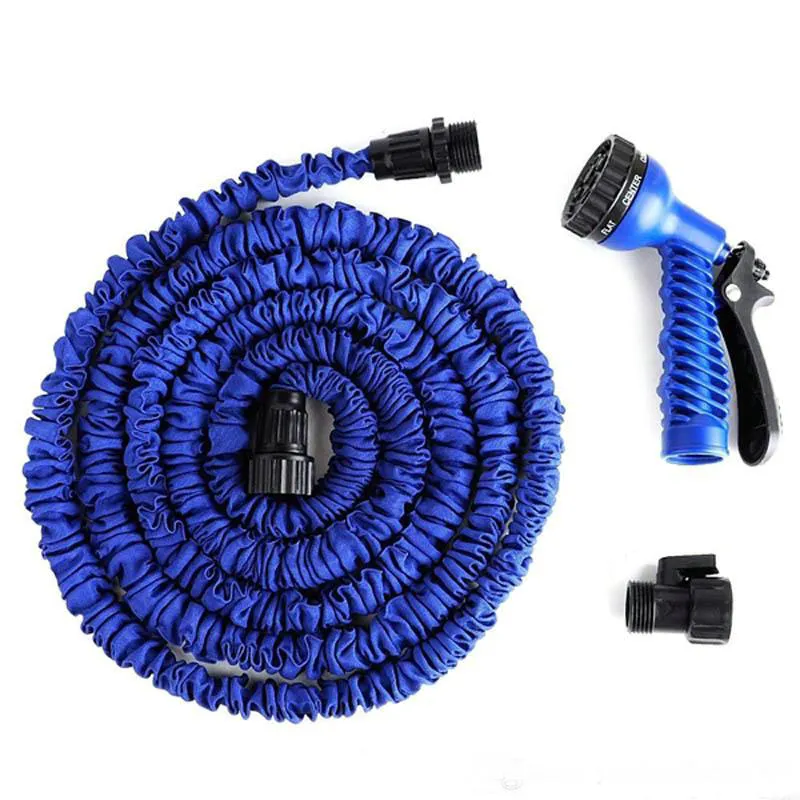 Hoge kwaliteit 50ft intrekbare slang / uitbreidbare tuinslang Blauwgroene kleur Snelle connector Waterslang met waterpistool OM-D9