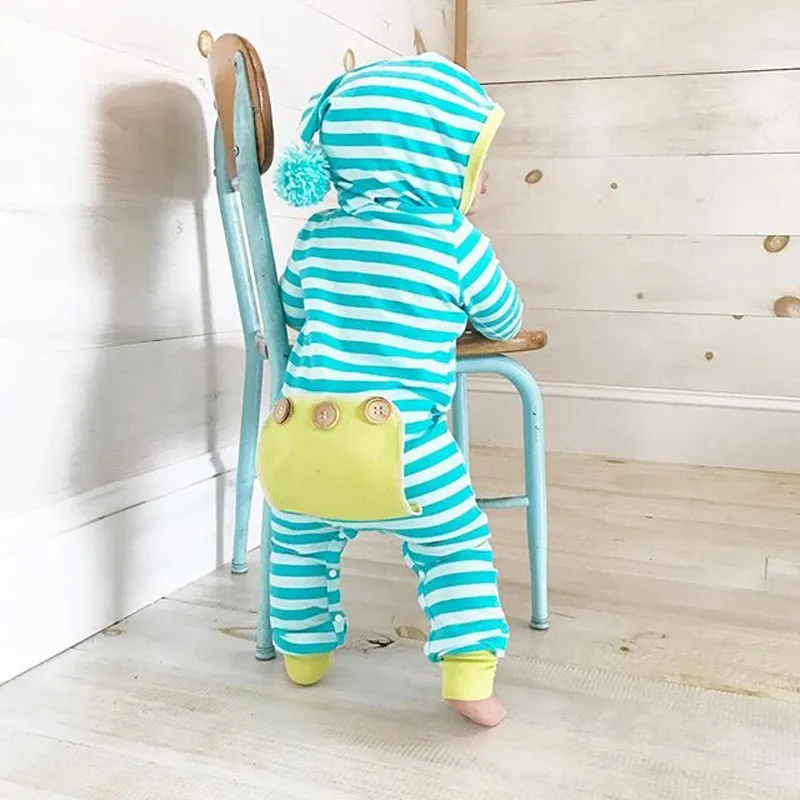 Tenue pour tout-petits bébé boutique vêtements rayé barboteuse grimpée ensemble combinaison à capuche automne garçon fille vêtements enfants costume enfants 3684602