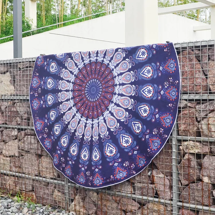 DHL OR SF-EXPRESS Peacock Round Beach Blanket Floral Vintage Outdoor Summer Picnic Yoga Sports Beach Towel