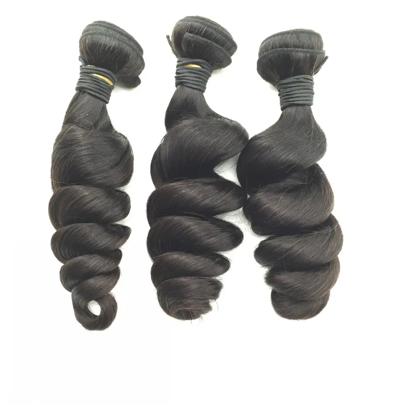 Capelli brasiliani 8A con chiusura a base di seta, chiusura a base di seta a onde sciolte con 3 pacchi di capelli umani vergini con chiusure di seta