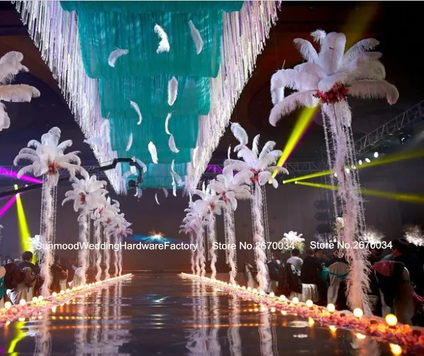 Centro de mesa de boda de columna de cristal mental plateado, soporte de pasarela de pilares de soporte mental, columnas de boda decoración de boda usada