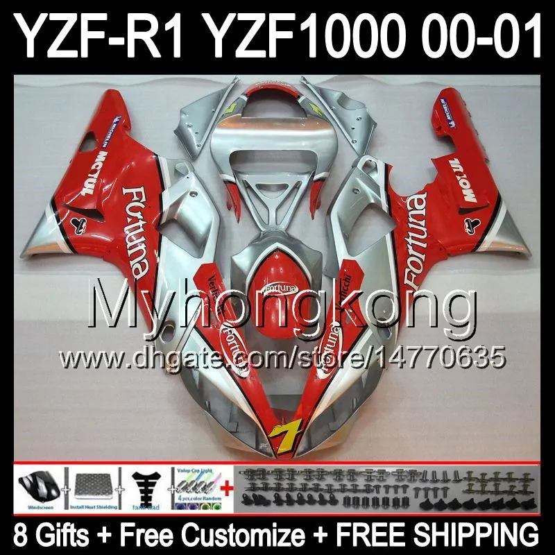 DHgate.com:YZF-R1 2000-2001 Fairings Kit - 8Gifts+Bodywork Red Silver ...