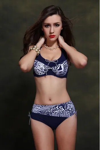 New Extra Large Size Middle Waist Printed Bikini Swimwear Big Bra Soft Cup  Tunic Bikinis Set Swimsuit Bathing Suit From Fine_craft_world1988, $13.07