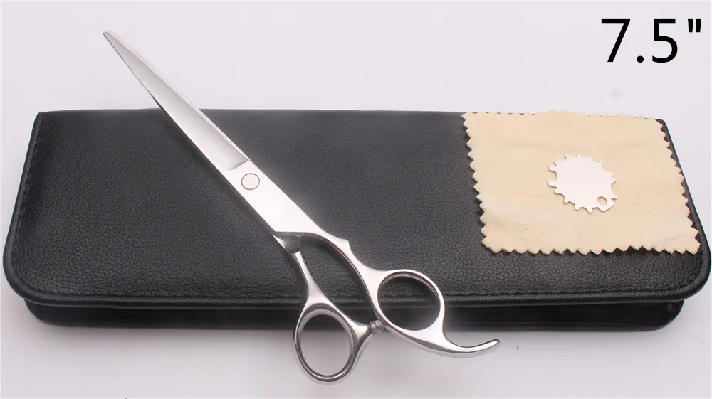 C1006 7 5Inch Japan 440C Anpassad logotyp Silver Professional Human Hair Scissors Barber S frisör Shears Cutting or Thin244x