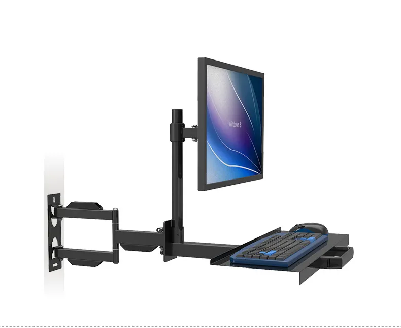 Full Motion Wall Mount Monitor Holder Keyboard Bracket PS Stand Sit-Stand Desk Workstation