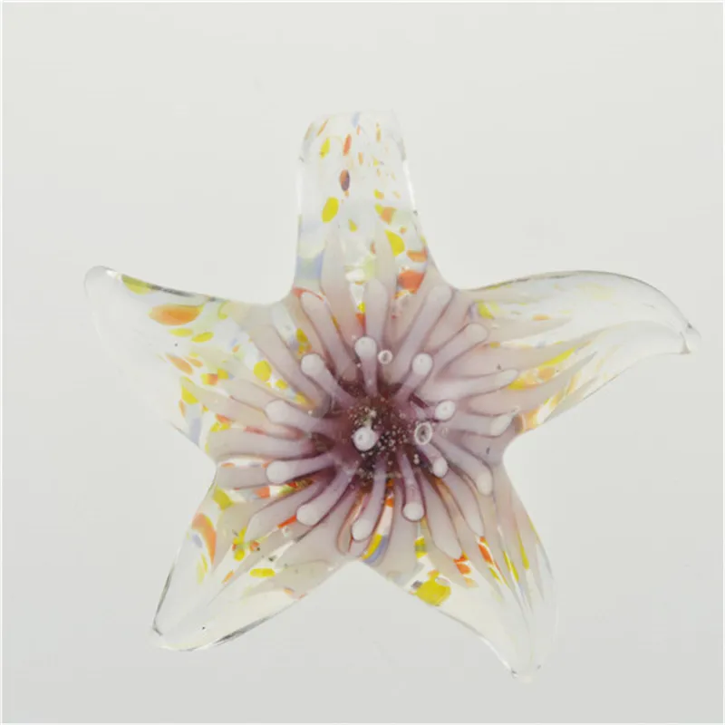 Colgante de estrella de mar, flor de cristal de murano en el interior, colgantes de cristal de murano con collares, joyería de moda barata, 12 Uds.