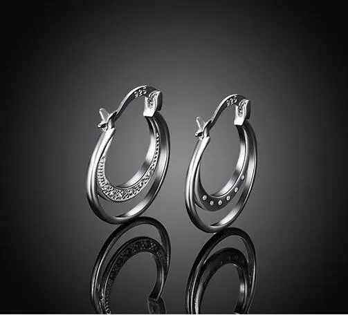 mélanger 10style / Bijoux placage de haute qualité en argent sterling 925 Double cercle boucles d'oreilles cerceau cadeaux de mode hyperbole grande oreille rin