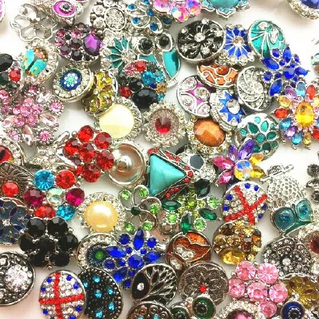 Wholesale 18MM Ginger Snap Button Rhinestone Mixed Style Fit For Noosa Leather Bracelets Necklace Jewelry DIY Accessories