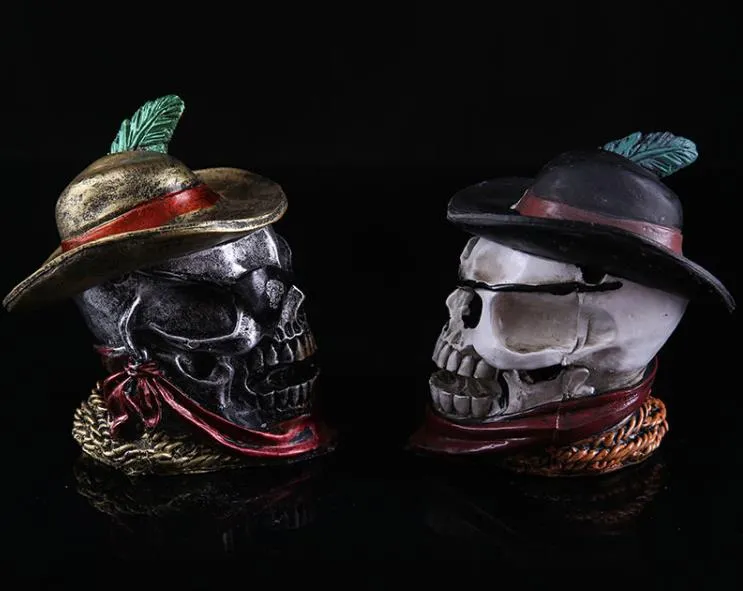 Pirate modeling resin ashtray---- oil rig glass bongs water pipe thick pyrex mini heady liquid sci water pipe, color random delivery