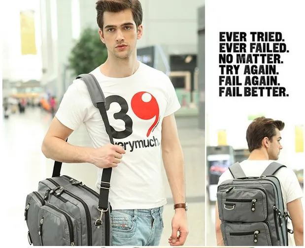2016 nieuwe beperkte nylon dubbele laag multifunctionele schouders tas zakelijke computer handtas mannen en vrouwen vrije tijd rugzak. voor 17,3 inch