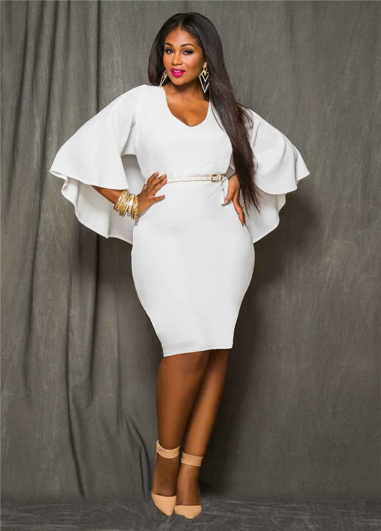 White cape dress plus size new arrivals
