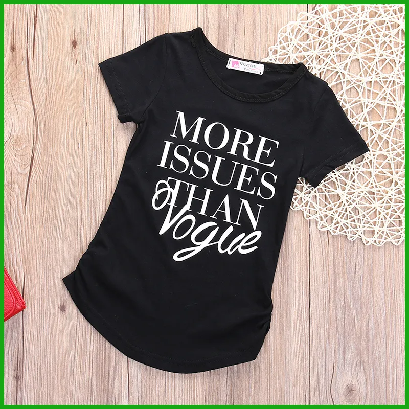 filles blanc t-shirt mode tuant promotion prix usine sortie manches courtes bébé enfants vêtements enfants lettre imprimer tops livraison gratuite