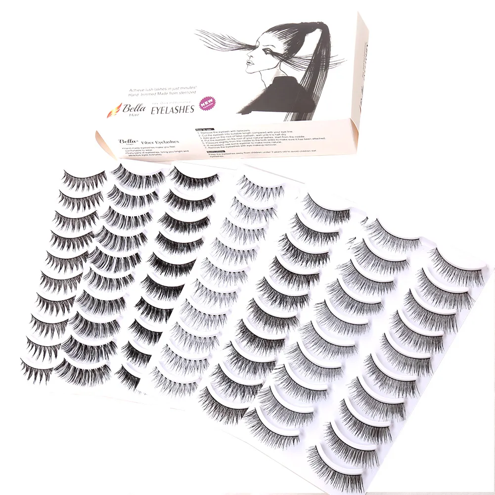 Natural False Eyelashes Pack with Tweezers Ultra-Thin Lash Band Reusable Top Strip Fake Lashes Set Perfect for All Eye Shape by Bella Hair