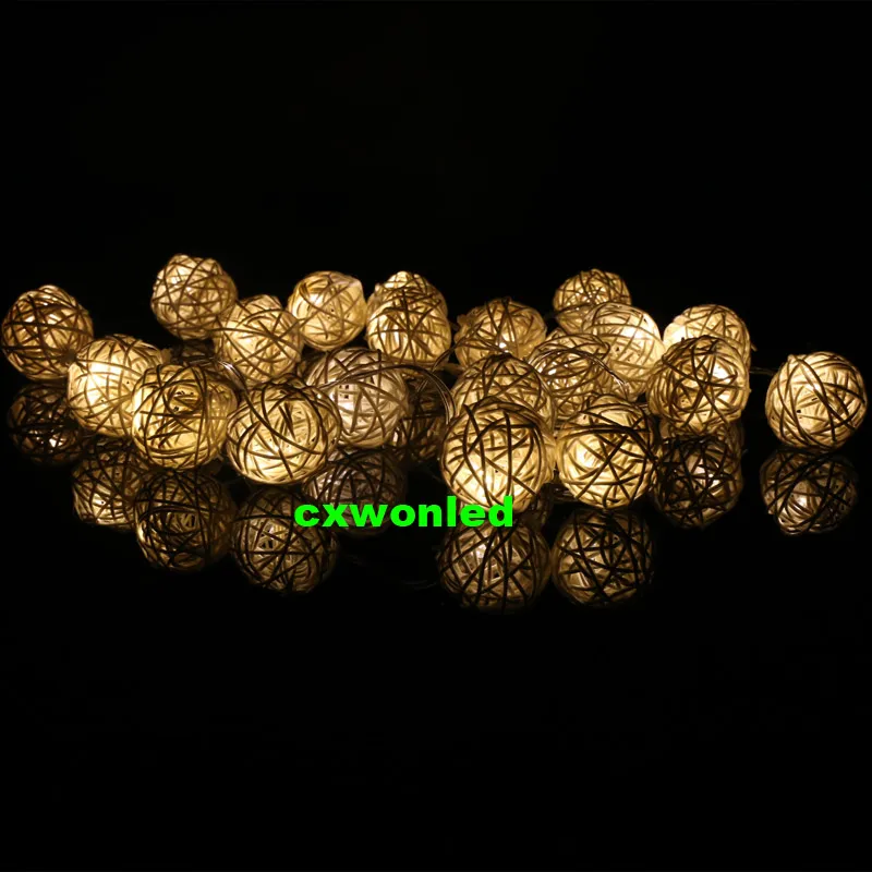 20led Rattan Ball Sepak Takraw Stringi Światła Boże Narodzenie Xmas Nowy Rok Party Wróżka Weselna Dekoracje Outdoor / Kryty Dekoracja Lampa Ciepłe białe