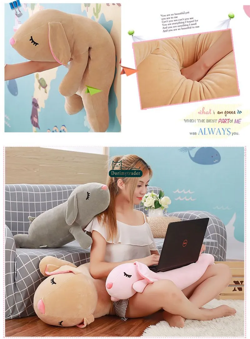 DorimyTrader 100cm Big Lovely Soft Cartoon Rabbit Pluche Kussen Gevulde Anime Lying Bunny Doll Toy 39 Inch 100cm DY61774