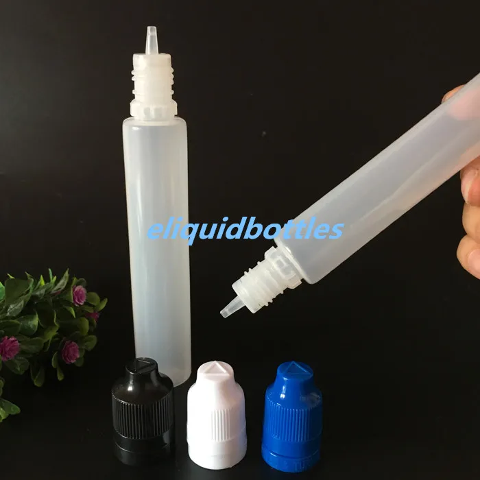 2018Wholesale plastic lege druppelaar hervulbare fles 1oz pen vorm PE 30 ml e vloeibare flessen met tamper duidelijke caps lange dunne tip