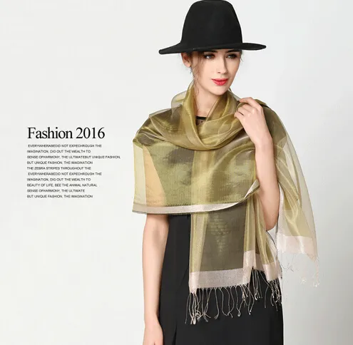 1 st Höst New Fashion Woman Silk Scarf Sunscreen Pure Color Scarf Ladies Mulberry Silk Scarf Scarf 200 * 90cm Gratis frakt