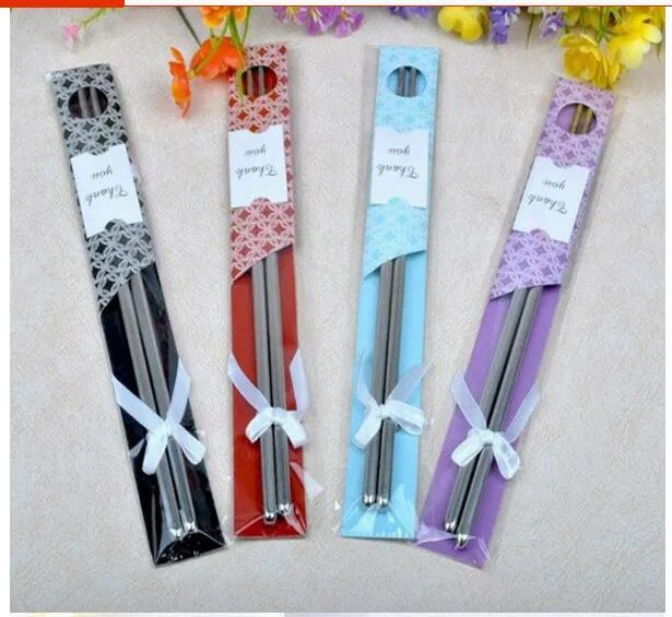 lot East Meets West Stainless steel chopsticks Chinese style wedding Wedding Function favors gifts DHL FEDEX Fre9529592