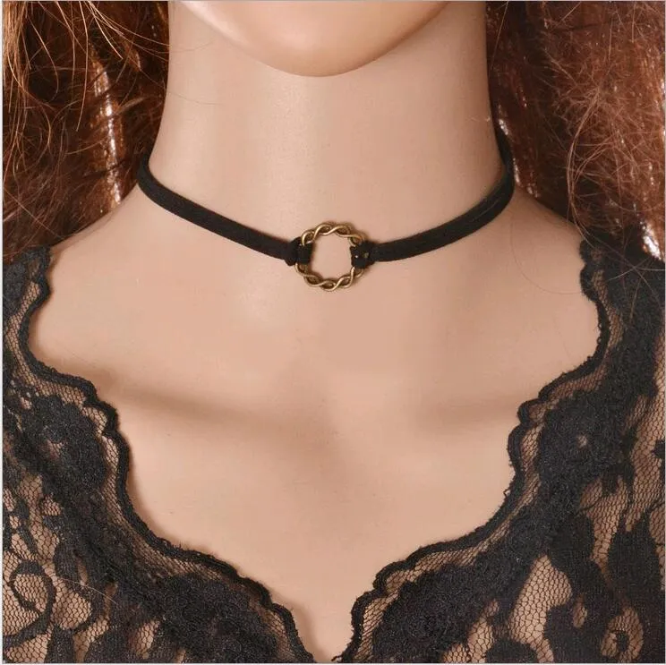 Wholesale Black Leather Choker Necklace Fashion Jewelry Rock Punk Ladies Turques Collar bone Neck Chain for Women Cheap Free Shipping