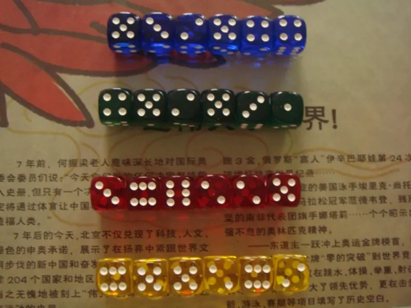 16mm Dice Sets Rounded D6 * Transparent Blue/Yellow/Red/Green 6 Sided Dices Family Game Good Price High Quality #D11