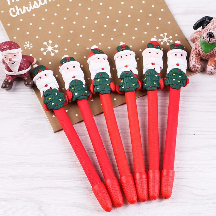 Boneco de neve boneco de natal cerâmica caneta de cerâmica muletas dos desenhos animados Natal Papai Noel Ballpoint Escola de papelaria