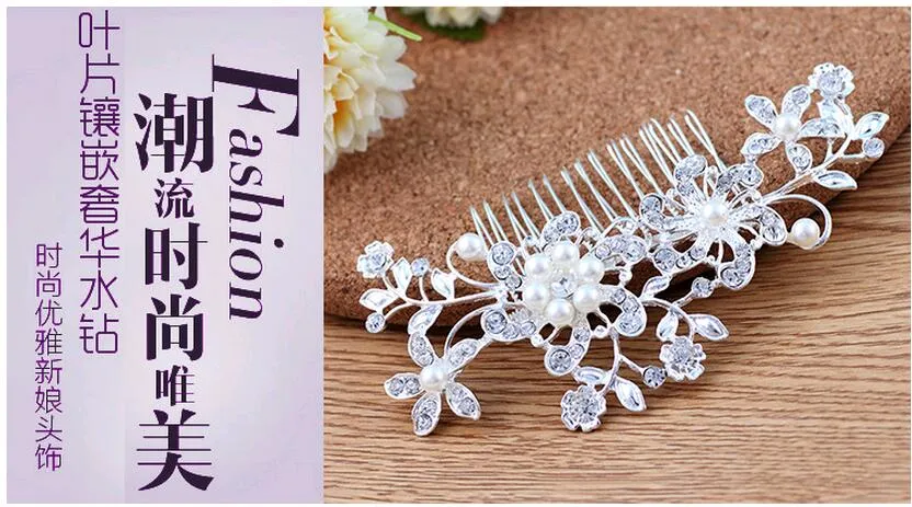 Bridal Wedding Tiaras Hair Combs Hairpin Head Pieces Smycken Tillbehör Rhinestones Pearl Butterfly Hair Claws för Bride Partihandel