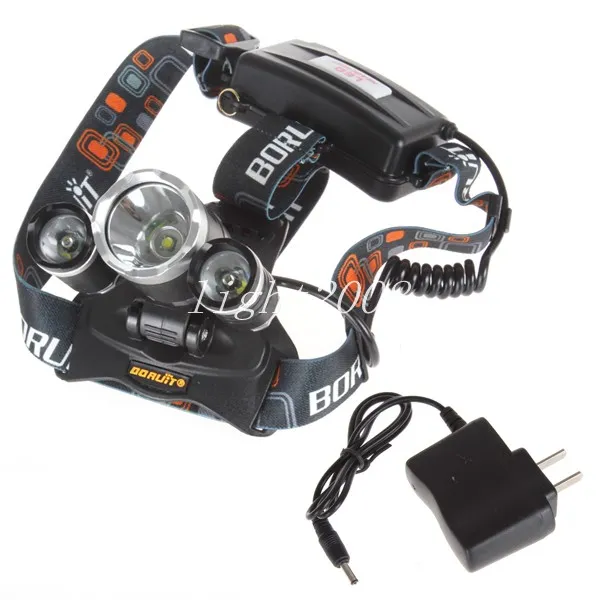 5000 Lumen 3T6 Boruit Head Light Lampada frontale Lampada frontale esterni Lampada frontale Ricaricabile con 2 batterie 18650 Pesca Campeggio