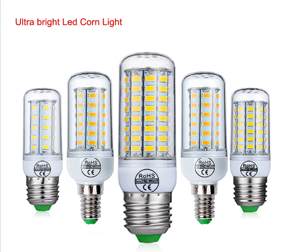 أرخص E27 220V / 110V LED مصباح 5730 SMD LED لمبة E14 الذرة المصابيح مصباح Bombillas ضوء لمبات الإضاءة Lampada أمبول