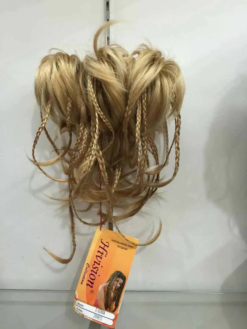 送料無料美しい魅力的な熱いファッションかわいい曲げ可能なワイヤー編組金髪のクランプショートポニーテールの髪の部分