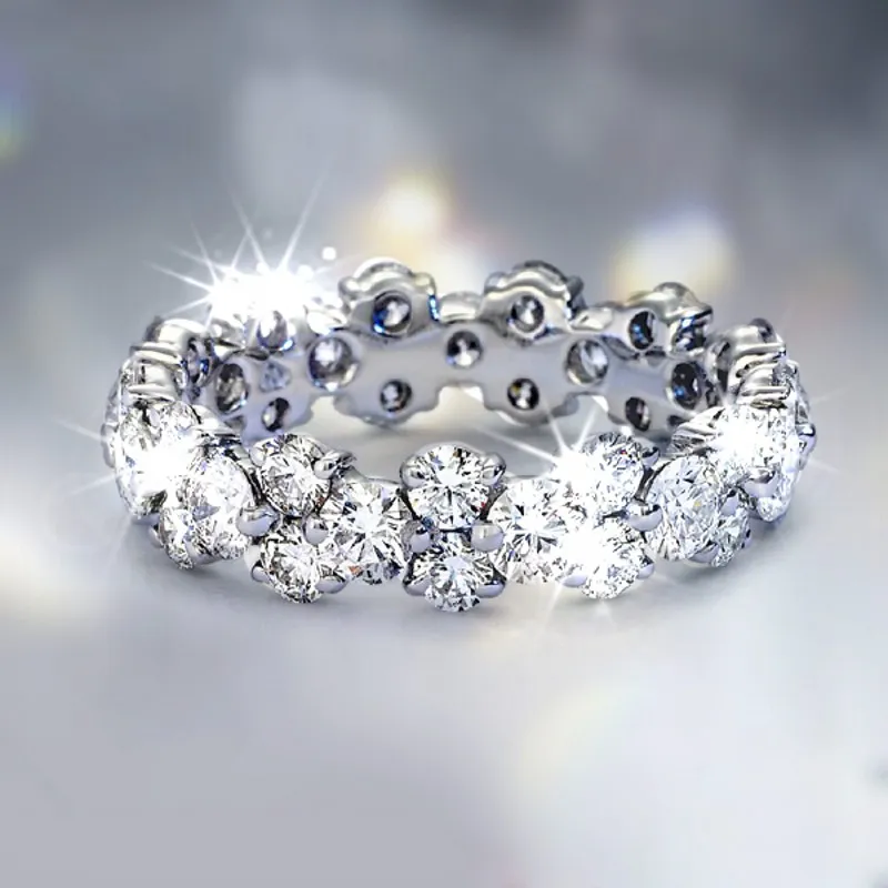 Vecalon Модное кольцо Полный тур 5CT CZ Diamond Finger Ring 10KT Белые Золотые Заполненные Женщины Обручальное Свадебное кольцо SZ 5-11