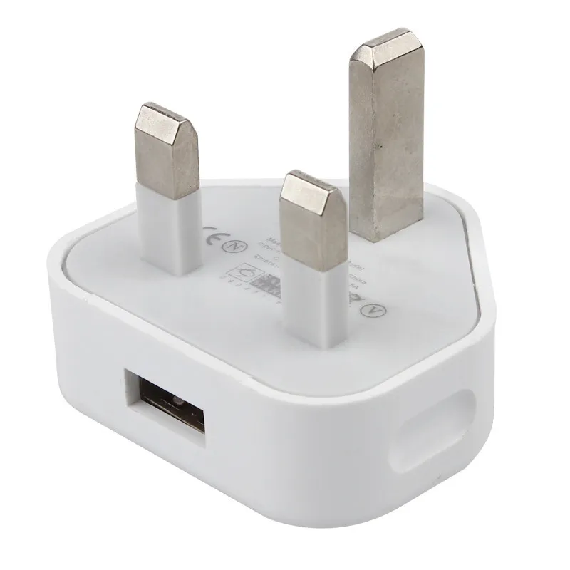 USB-Ladegerät, AC-Netzteil, Ladegerät, UK, 3-poliger Stecker, 5 V, 1 A, hochwertiges Reise-Netzteil für Samsung, Huawei, Smartphone