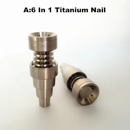 Titanium nail Smoking Pipes 6 in 1 10/14/18mm Female And Male Domeless Carb Cap For Glass Or Silicone Accessories