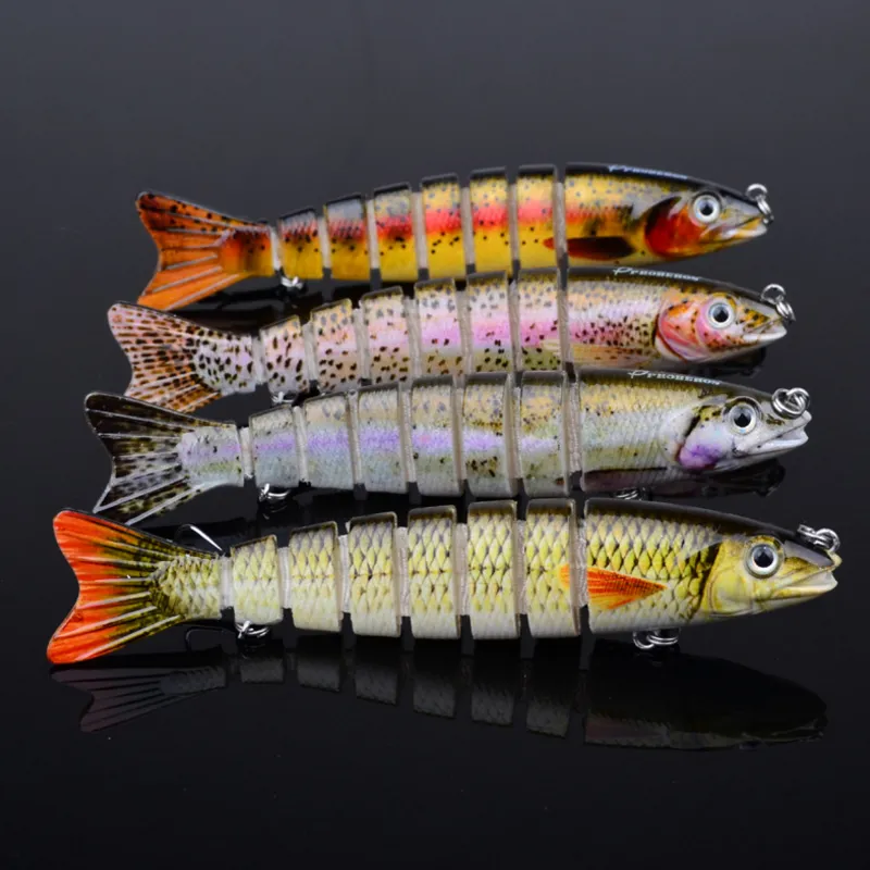 DHL Delivery 4 Color Newest Multi Jointed Bass Plastic Fishing Lures Swimbait Sink Hooks Tackle 12.3cm 19.47g