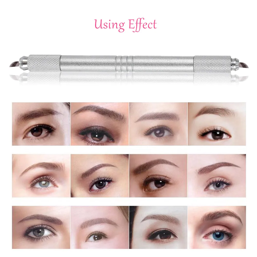 Eyebrow Tattoo Pen Manual Zinc Alloy Embroidered Eyebrow Tattooing Pen Dual Head Permanent For Skin Beauty Professional