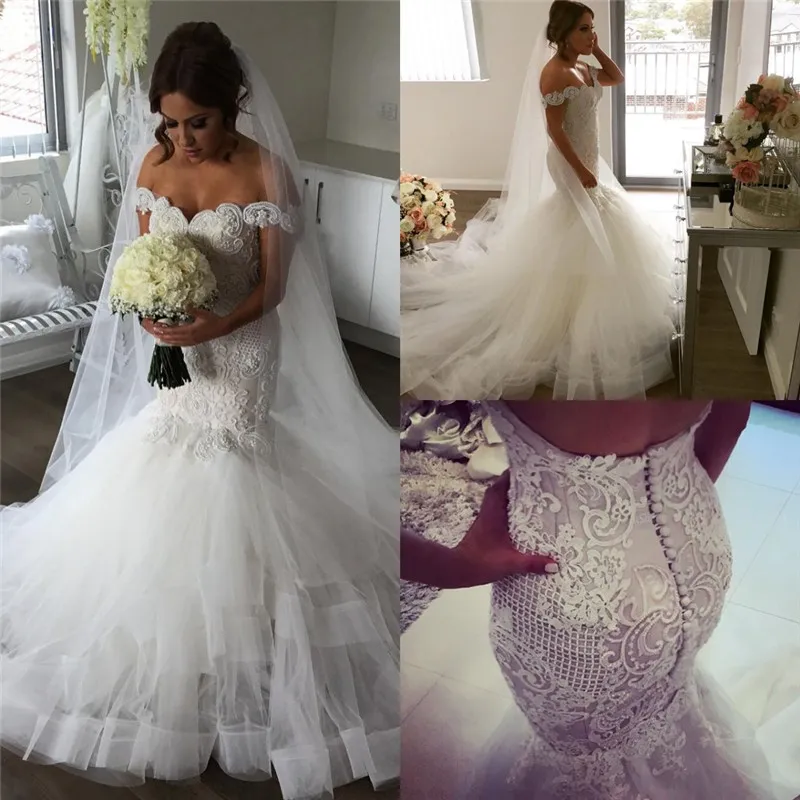 Vintage Backless Mermaid Wedding Dresses Free Shipping Off Shoulder Delicate Lace Wedding Dresses Floor Length Bridal Gown