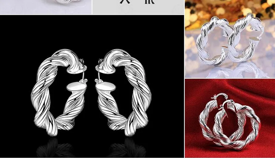 / smycken högkvalitativ plätering 925 sterling silver öronhopp örhängen mode gåvor 40mm hamp blommor hyperbole stor öronring