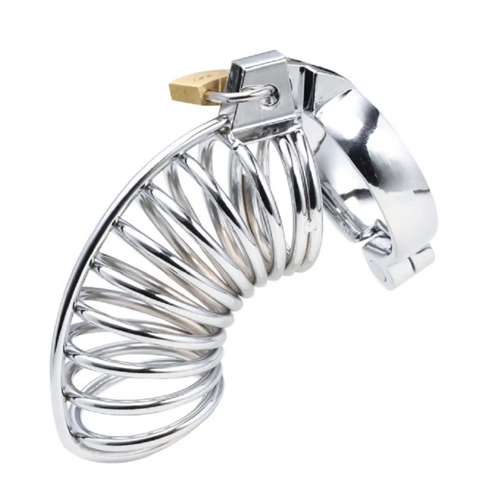 Chastity Devices Stainless Steel Male Padlock Chastity Belt Cage Device -CBT Bondage Fetish ZCS69 #R501