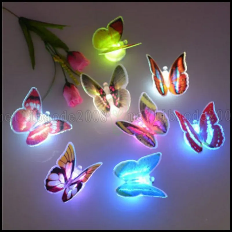 Färgglada Byte Butterfly Led Night Light Lampa Hemrum Party Desk Wall Decor LLWA199