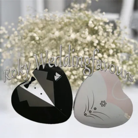 Dress and Tuexdo Favor Tin Boxes Heart Shape Metal Boxes Wedding Favors Supplies Engagement Party Table Setting Supplie