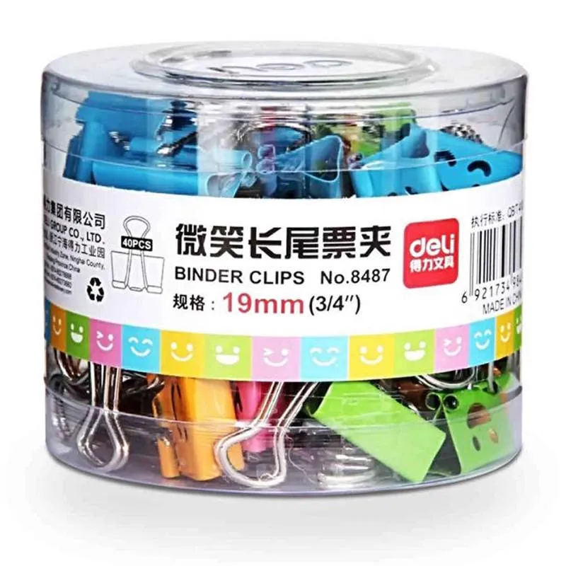 Cute Smile Metal Binder Clips Sweet Expression Food Bag Clips Note Clips Student Stationery 40PCs/lot Random Mixed