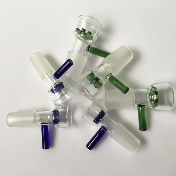 Smoking Accessories 18mm glass bowl 14mm green blue pieces bongs colorful slide for oil rigs thick clear water pipe