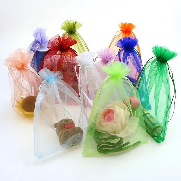 7 kolorów Organza Bagry biżuterii 13x18 cm Wączki na prezent ślubny Małe rzeczy opakowanie torby cukierkowe Llot5337297