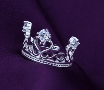 Bagues de couronne en cristal plaqué argent sterling 925 pour femmes, bijoux de style européen, accessoires, cadeau de noël, vente en gros, DHL