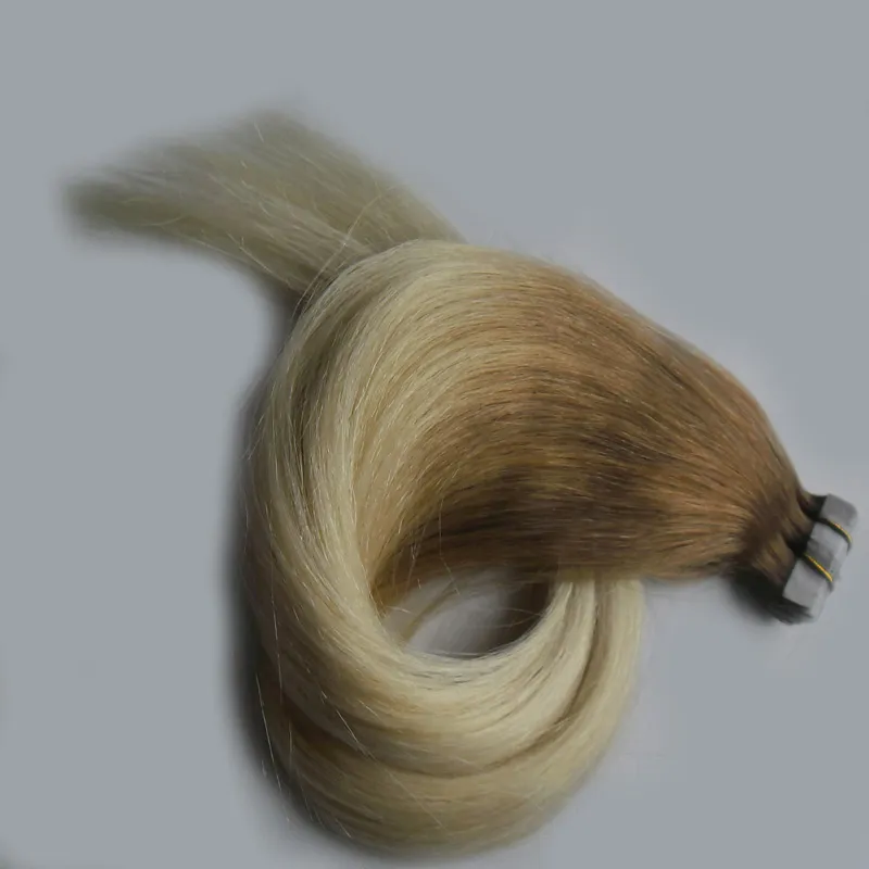 T8/613 blonde two tone ombre hair extensions 100g Straight tape in human hair extensions