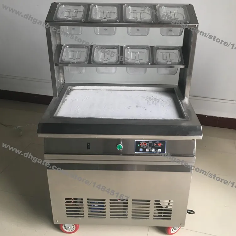 Livraison gratuite en acier inoxydable 110 v 220 v électrique 64x40 cm poêle à frire thaï frit crème glacée yaourt fabricant de rouleaux Machine avec 8 boîtes