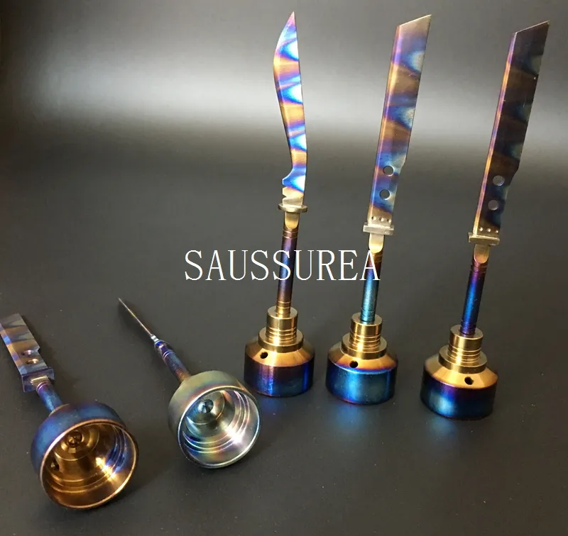 도매 Anodized 다채로운 티타늄 탄수화물 캡 무지개 티 네일 dabber 14mm 및 18mm 흡연 물 파이프 유리 오일 조작 기화기