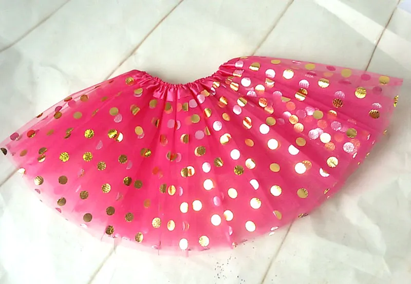 2016 Gold Polka Dot tutu jupe bébé filles danse tutu jupe princesse anniversaire tutus pettishirt 08t lot2212436