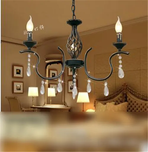 LRE042-Mediterranean Style Glass Iron Chandelier Lamp for Home Hotel Restaurant Decoration Vintage American Country Candle Pendant Lamps