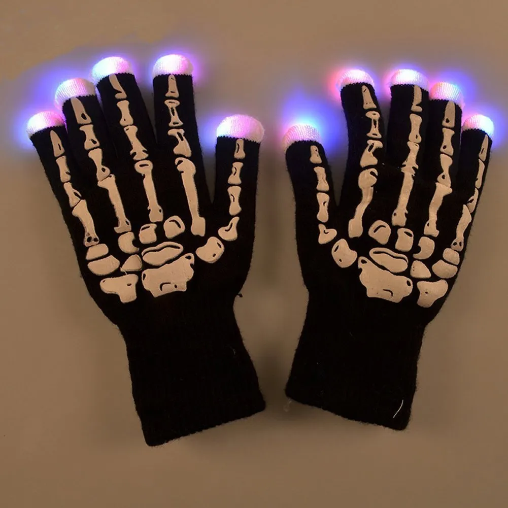 Novelty Lighting 6 styles Multi-Color Electronic LED Flashing Gloves colorful led Light Up Halloween Dance Rave Party Fun